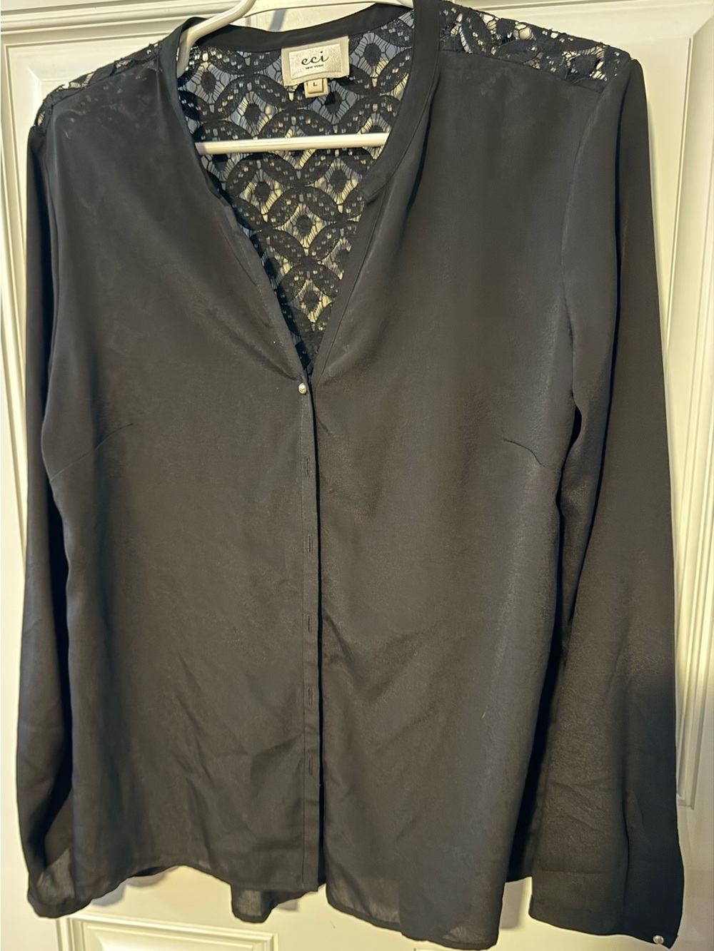 ECI Black Lace-Back Blouse